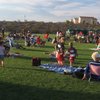 Residents get set up to enjoy a night of jazz and fireworks.