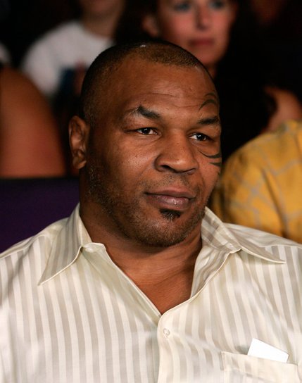 Former heavyweight boxer Mike Tyson looks on before the Ricardo Torres vs. Kendall Holt WBO junior welterweight championship at Planet Hollywood.