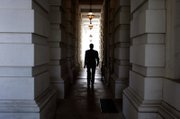 Sen. John Ensign, R-Nev. walks into  the U.S. Capitol in Washington, D.C. Ensign achieved national prominence for single-handedly holding up the housing relief package late last month.