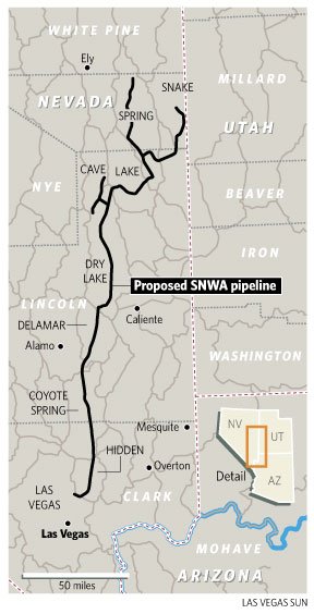 Location of the proposed Southern Nevada Water Authority pipeline. 