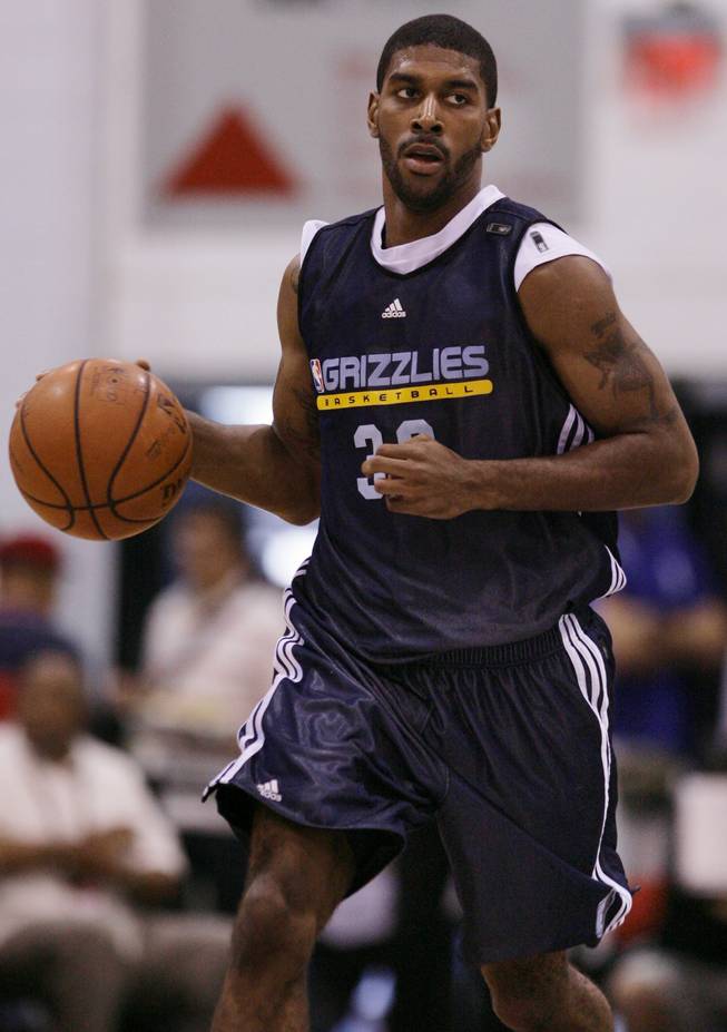 Memphis Grizzlies' O.J. Mayo moves the ball down the court during NBA Summer League Basketball in Las Vegas on Sunday at UNLV's COX Pavilion. The Grizzlies suffered their first setback in an 85-76 loss to the Lakers. Mayo did score a team-best 15 points.
