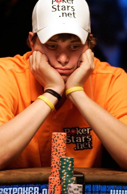 Jason Riesenberg plays during the final two tables of the WSOP World Championship No Limit Texas Hold 'em event. Riesenberg, whose nickname is J-Ball,  was knocked out at 18th place with total winnings of $334,534.