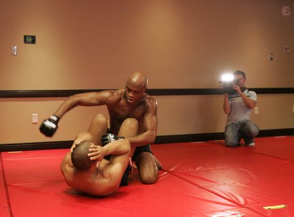 Anderson Silva works over sparring partner Rafael Custodio Thursday, July 17. 