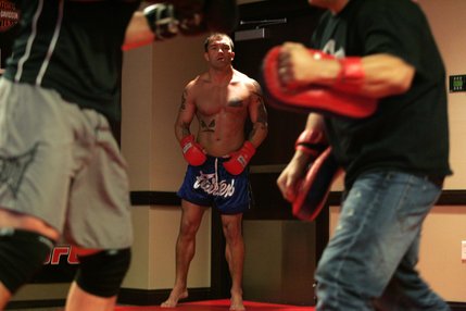 James Irvin waits for his turn during a media workout before his light heavyweight UFC bout against Anderson Silva. 