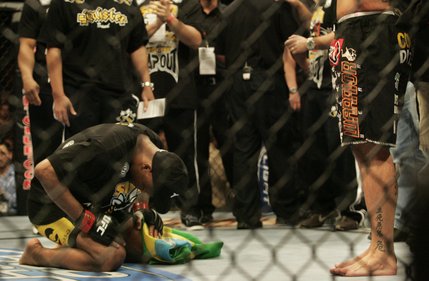 Anderson Silva bows out of respect to James Irvin after their UFC bout at the Palms.