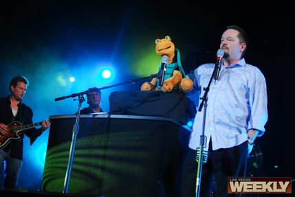 Terry Fader takes the stage Wednesday during Slash's Birthday Bash at the Bare Pool.