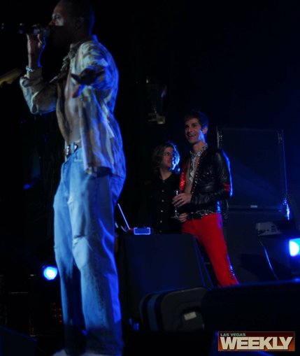 Tommy Davidson and Perry Farrell at Slash's Birthday Bash at the Bare Pool on Wednesday.