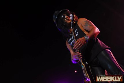 Slash performs at his 43rd birthday celebration Wednesday at Bare Pool.