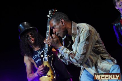 Slash and Tommy Davidson perform at Bare Pool Wednesday. 