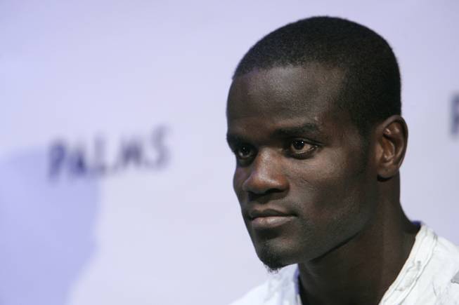 Welterweight boxer Joshua Clottey talks about opponent Zab Judah during a news conference at the Palms Thursday, July 31, 2008. The two will square off for the vacant IBF welterweight title at the Pearl at the Palms on Saturday night.