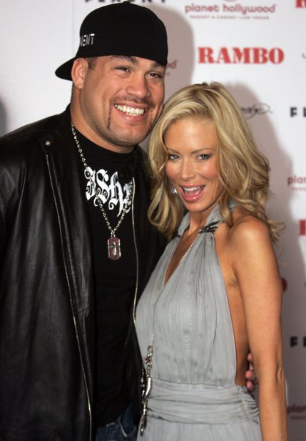 Mixed martial arts fighter Tito Ortiz and adult film actress Jenna Jameson arrive for the movie premiere of 