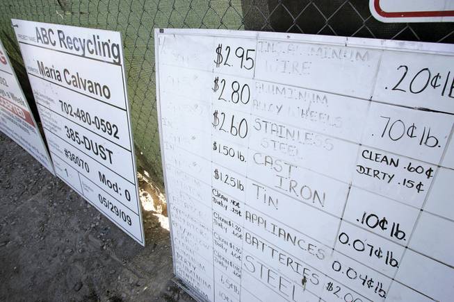 ABC Recycling, where Metro conducted its first-ever raid on a scrap metal dealer, posts prices for metals on an erasable board.