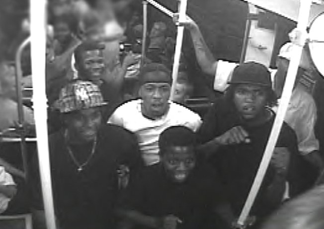 Five men are wanted in connection with a robbery on a CAT bus. 