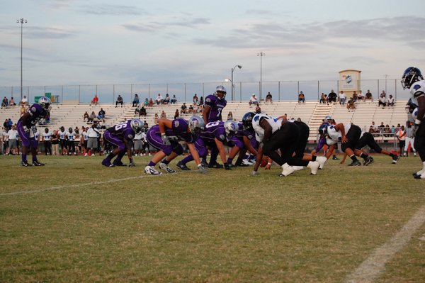 The Silverado Skyhawks prepare for a play in the first ...