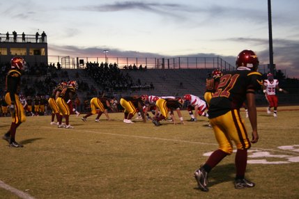 Del Sol running back Jordan Molina gets into position during Friday night's football matchup against Valley High School.