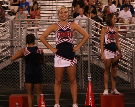 One of the Coronado cheerleaders reacts during Friday night's football game. 