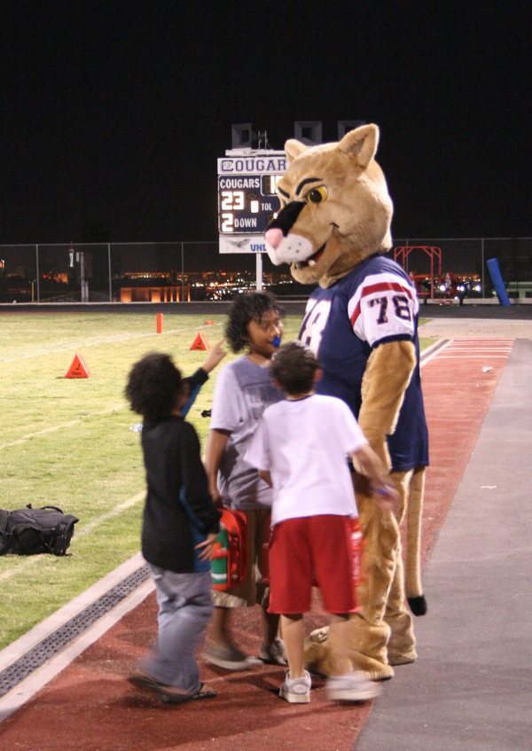 The Coronado High School mascot entertains young fans during a ...
