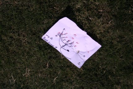 One of the Coronado team's play diagrams lay on the sidelines during Friday night's matchup with Clark.