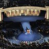 Democratic presidential nominee Sen. Barack Obama gave his acceptance speech Thursday on a richly bl