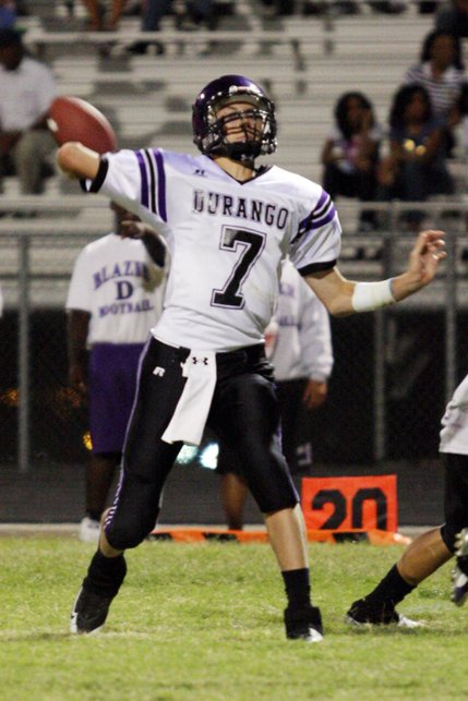 Durango quarterback Chase Roberts throws the ball to another player during the season opener against the Centennial Bulldogs.