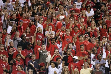 UNLV fans cheer as the Rebels take on Utah State.