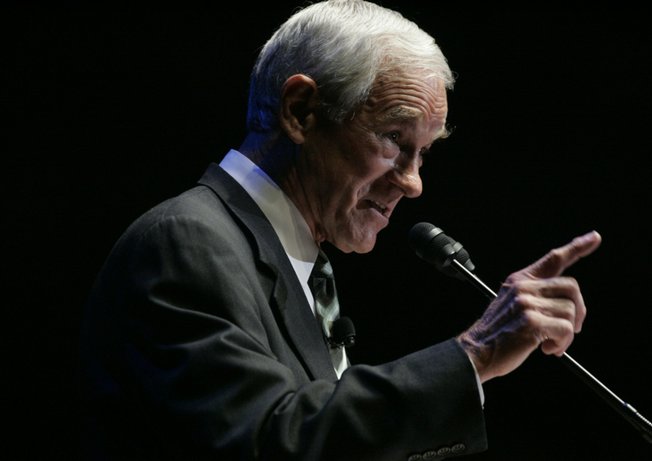 Former presidential hopeful Rep. Ron Paul speaks to thousands of supporters gathered Tuesday at Target Center in Minneapolis. 