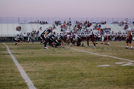 Foothill sets up for a play against Cimarron-Memorial's defense in the first quarter on Friday night.