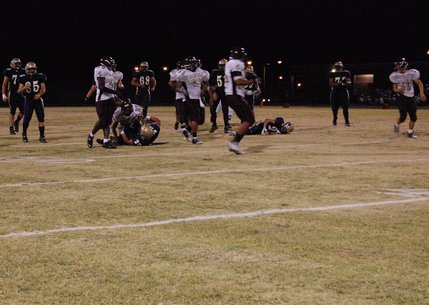 The Cimmaron-Memorial Spartans took down Foothill running back Algernon Sewell yet again in the third quarter. 