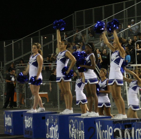 The Basic High School cheerleaders get the crowd excited Friday.