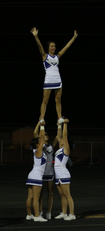 The Basic High School cheerleaders had plenty to cheer about Friday, as the home team, the Wolves, defeated Eldorado, 28-13. 