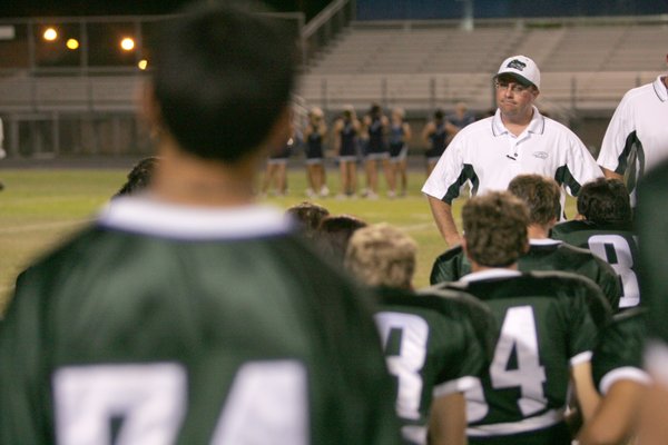 Green Valley's head coach Matt Gerber talks to his team ...
