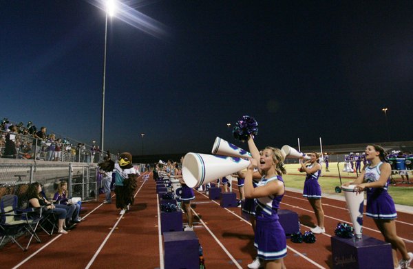 The Silverado cheerleaders work the crowd during a home game ...