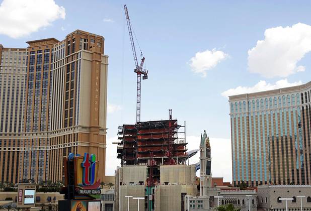 A view of the St. Regis Residences at the Venetian Palazzo, Las Vegas, (center) between the Palazzo and Venetian resorts on September 8, 2008.
