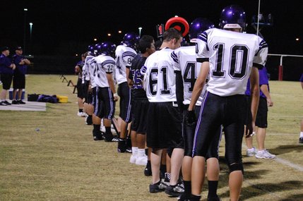 Durango players watch from the sidelines during Friday's game against Liberty. Liberty defeated Durango, 35-7.