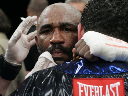 Lightweight boxer Joel Casamayor of Cuba is treated after losing to Juan Manuel Marquez of Mexico during a boxing match at the MGM Grand Garden Arena. Marquez opened up a nasty cut above Casamayor's right eye in the fifth, and later delivered a technical knockout in the 11th.