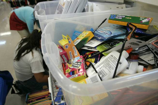 School supplies are available at Operation School Bell for needy students. The nonprofit organization also provides students with clothing, sneakers, jackets and toiletries. "Operation School Bell is a phenomenal service," says Pam Gunter, a School District attendance officer.