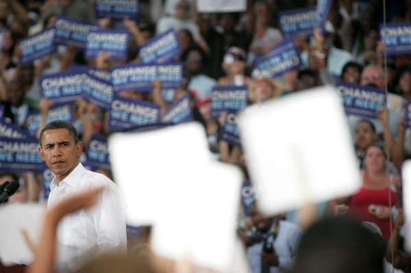Barack Obama speaks to supporters at Wednesday, Sept. 17, 2008, ...