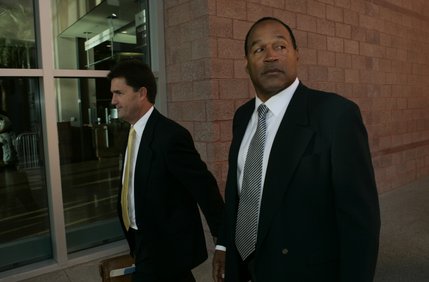 O.J. Simpson arrives at the Clark County Regional Justice Center in Las Vegas, Nev.,  Wednesday, Sept. 17, 2008. Simpson faces charges that  include burglary, robbery and assault following an alleged robbery at the Palace Station Hotel & Casino in Sept., 2007. 