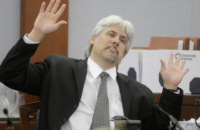 Thomas Riccio testifies during O.J. Simpson's trial in Las Vegas, Thursday, Sept. 18, 2008. Simpson faces 12 charges, including felony kidnapping, armed robbery and conspiracy.