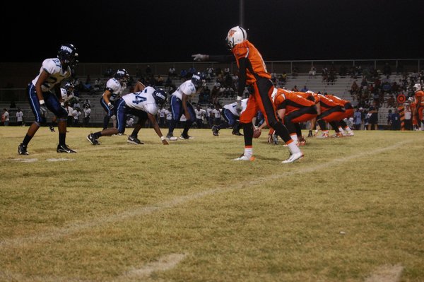 Chaparral sets up for an offensive play against Canyon Springs ...