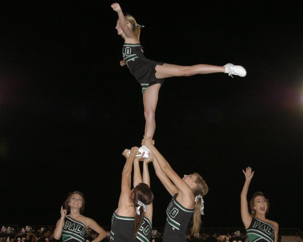 The Palo Verde varsity cheerleaders entertain the home crowd during ...