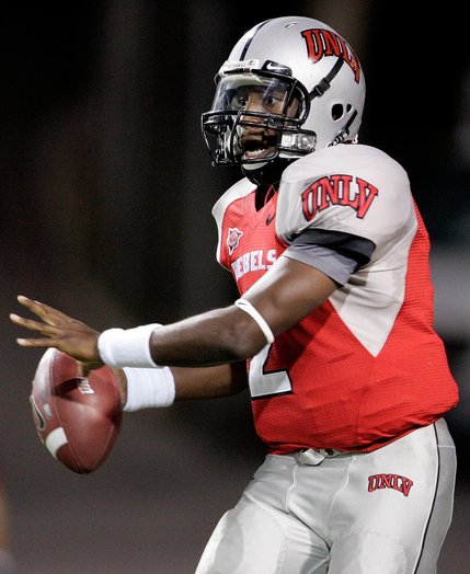 UNLV quarterback Omar Clayton prepares to throw the ball during a game against Iowa State at Sam Boyd Stadium.