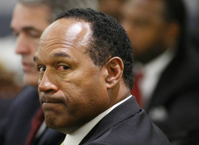 O.J. Simpson appears in court during his trial in Las Vegas, Friday, Sept. 19, 2008. Simpson faces 12 charges, including felony kidnapping, armed robbery and conspiracy. 