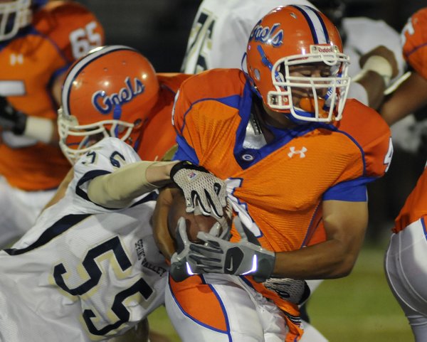 Bishop Gorman running back Kawika Antolin (4) nearly has the ...