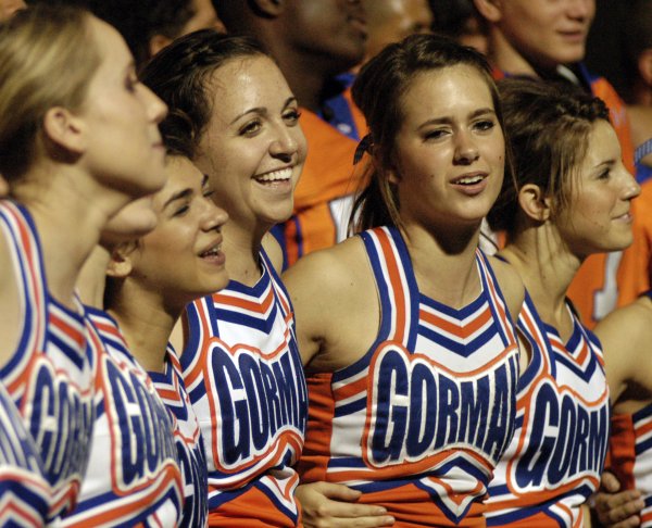 Bishop Gorman cheerleaders sing their alma mater after Friday's win ...