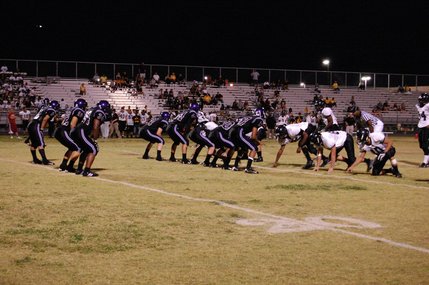 Clark's offense sets up for a play against Durango's defense Friday night. 