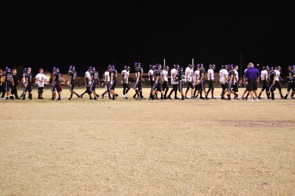 Durango and Clark players shake hands after Friday night's game. ...