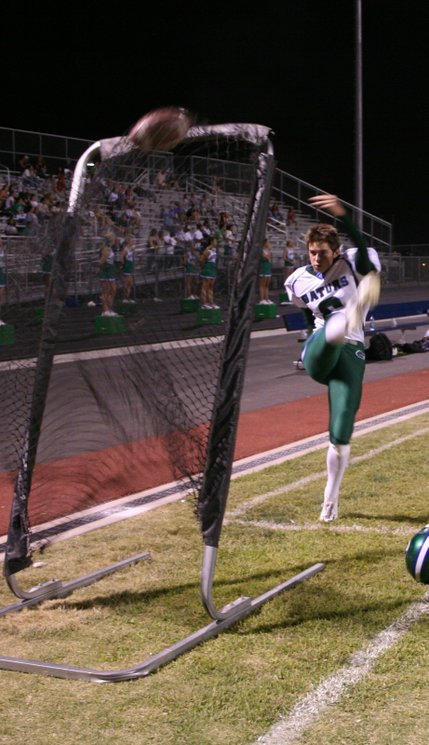 Green Valley kicker Nolan Kohorst (6) practices on the sidelines. Kohorst played an integral part in the team's win, kicking field goals from 51 and 54 yards.