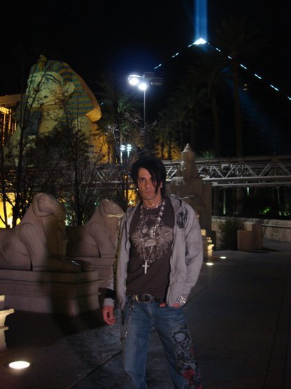  Criss Angel poses in front of the Luxor, home to his production with Cirque du Soleil, Believe.