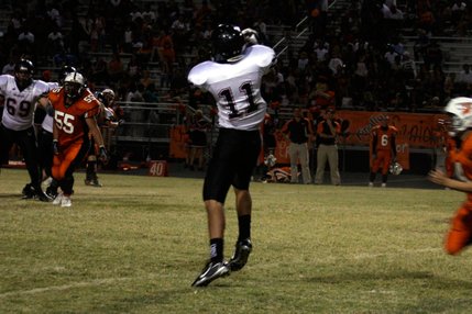Junior Saeveon Bulter catches the ball for Las Vegas during Friday's game against Chaparral.